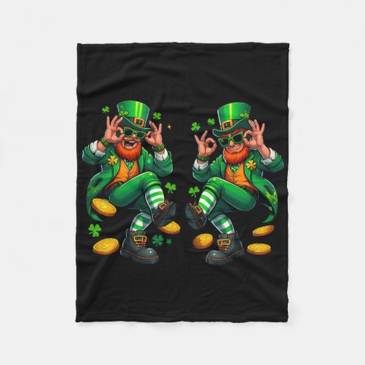 Grappige Leprechaun Griddy Dans St. Patrick's Day Fleece Deken (Voorkant)