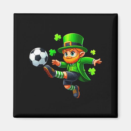 Grappige Leprechaun Iers Voetbal St. Patrick's Man Magneet (Voorkant)