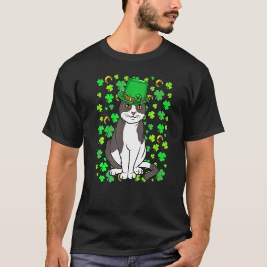 Grappige Leprechaun Kat Shamrock St Patrick S Day T-shirt (Voorkant)