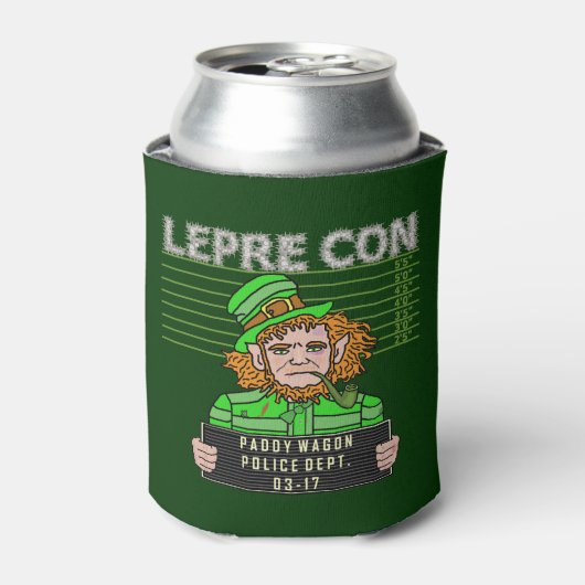 Grappige Leprechaun Leprecon Mugshot St Patrick's  Blikjeskoeler (Blikje Voorkant)