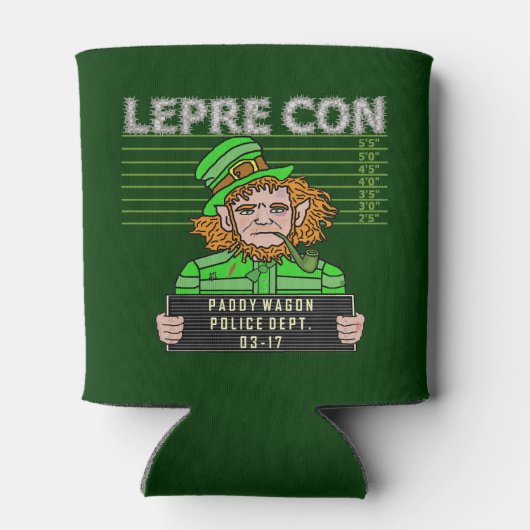 Grappige Leprechaun Leprecon Mugshot St Patrick's  Blikjeskoeler (Achterkant)