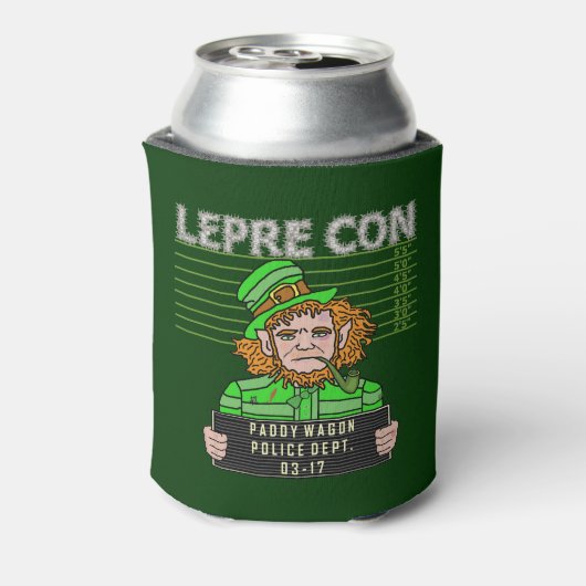 Grappige Leprechaun Leprecon Mugshot St Patrick's  Blikjeskoeler (Blikje Achterkant)