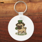 Grappige Leprechaun Pugs St.Patrick's Day Sleutelhanger (Voorkant)
