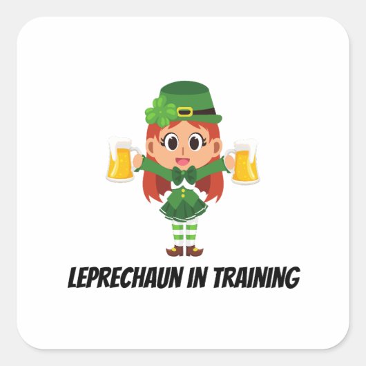 Grappige Leprechaun Vierkante Sticker (Voorkant)