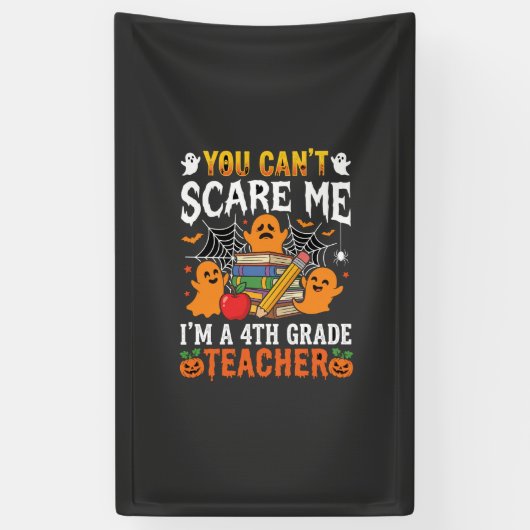 Grappige leraar 4e klas Halloween spook Spandoek (Verticaal)