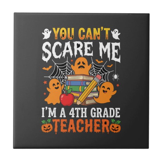 Grappige leraar 4e klas Halloween spook Tegeltje (Voorkant)