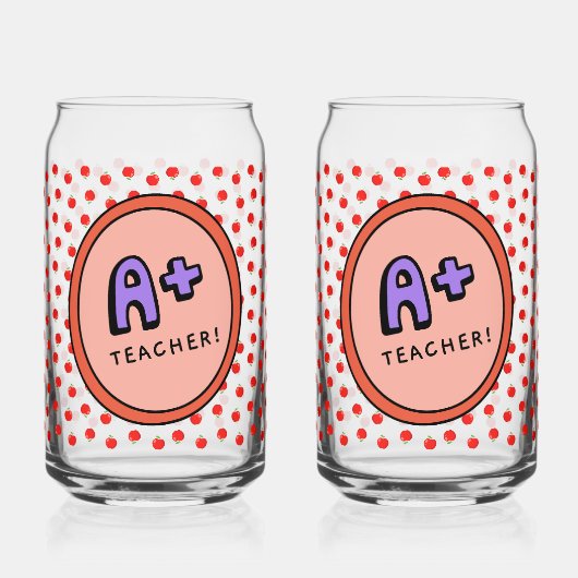 Grappige leraar Apple Cup Blikvorm Glas (Voorkant)