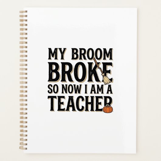Grappige leraar bezem gebroken vintage Halloween-o Planner (Voorkant)