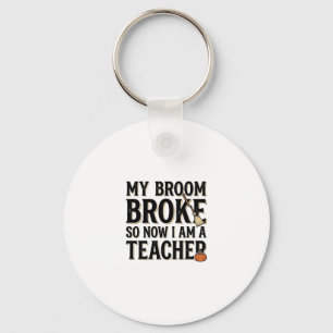 Grappige leraar bezem gebroken vintage Halloween-o Sleutelhanger