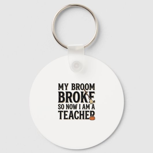 Grappige leraar bezem gebroken vintage Halloween-o Sleutelhanger (Voorkant)