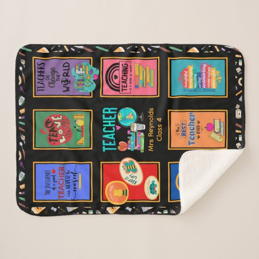 Grappige leraar citaten Beste cadeau ooit Naam toe Sherpa Deken (Voorkant (horizontaal))