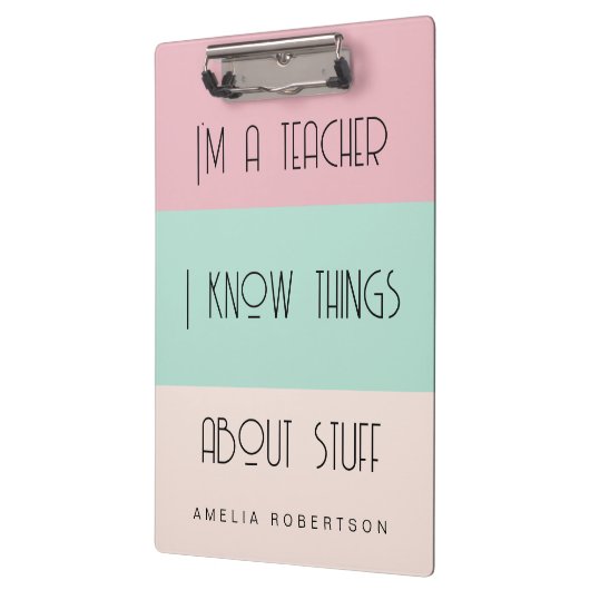 Grappige leraar colorblock gepersonaliseerd klembord (Links)