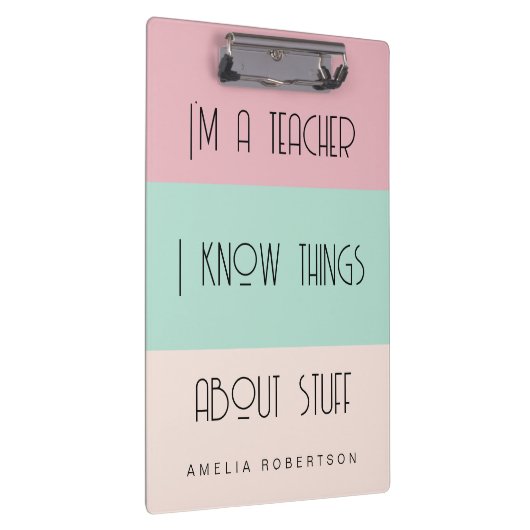 Grappige leraar colorblock gepersonaliseerd klembord (Rechts)