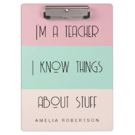 Grappige leraar colorblock gepersonaliseerd klembord
