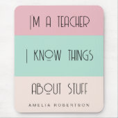 Grappige leraar colorblock gepersonaliseerd muismat (Voorkant)