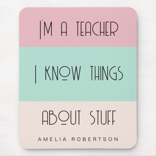 Grappige leraar colorblock gepersonaliseerd muismat (Voorkant)