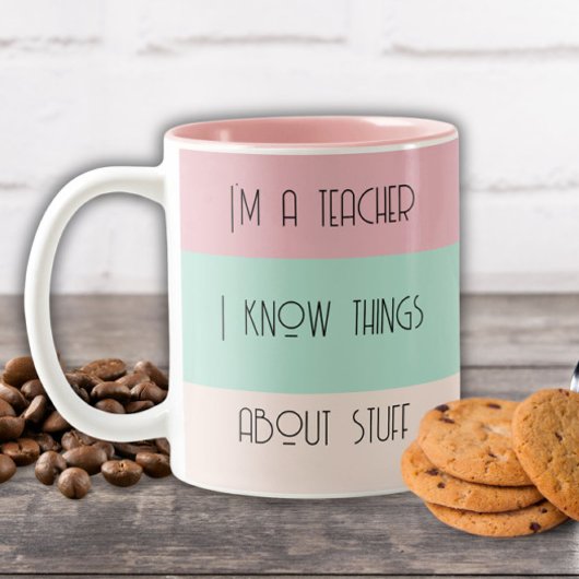 Grappige leraar colorblock gepersonaliseerd tweekleurige koffiemok