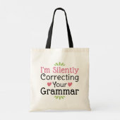 Grappige leraar die je grammatica in stilte corrig tote bag (Achterkant)