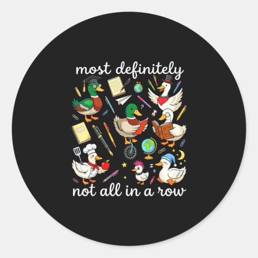 Grappige leraar gans terug naar school eenden in h ronde sticker (Voorkant)