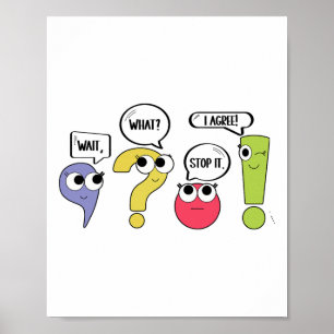 Grappige leraar grammatica interpunctie Wacht Wat Poster