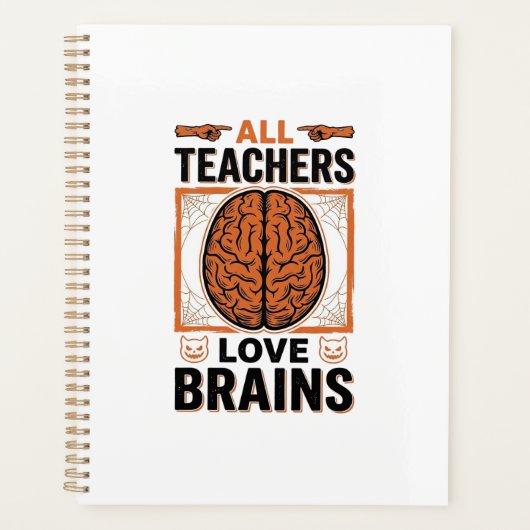 Grappige Leraar Halloween Hersenen Vintage Grafisc Planner (Voorkant)