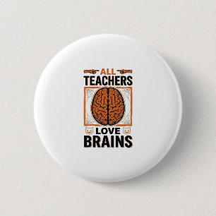 Grappige Leraar Halloween Hersenen Vintage Grafisc Ronde Button 5,7 Cm