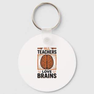 Grappige Leraar Halloween Hersenen Vintage Grafisc Sleutelhanger