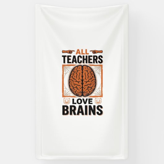 Grappige Leraar Halloween Hersenen Vintage Grafisc Spandoek (Verticaal)