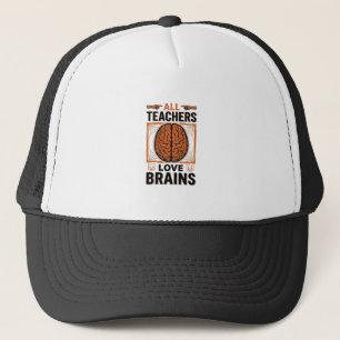 Grappige Leraar Halloween Hersenen Vintage Grafisc Trucker Pet