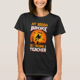 Grappige Leraar Halloween Volle Maan Heks Grafisch T-shirt