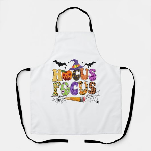 Grappige Leraar Hocus Pocus Iedereen Focus Hallowe Schort (Voorkant)