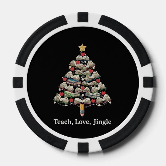 Grappige Leraar Kerstmis | Leer Liefde Jingle Boek Poker Chips (Voorkant)