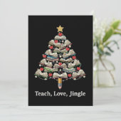 Grappige Leraar Kerstmis | Leer Liefde Kerstliedbo Bedankkaart (Staand voorkant)