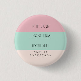 Grappige leraar kleurblok gepersonaliseerd ronde button 3,2 cm