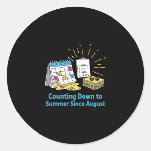 Grappige leraar schoolkalender meme zomervakantie ronde sticker