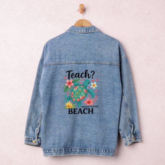 Grappige leraar strand zomer schildpad denim jacket (Hangar)