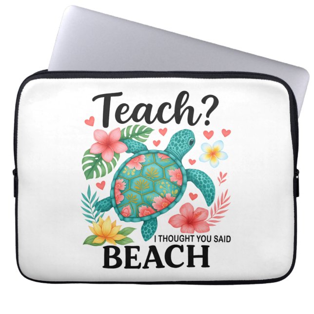 Grappige leraar strand zomer schildpad laptop sleeve (Voorkant)