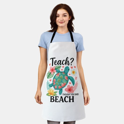Grappige leraar strand zomer schildpad schort (Gedragen)