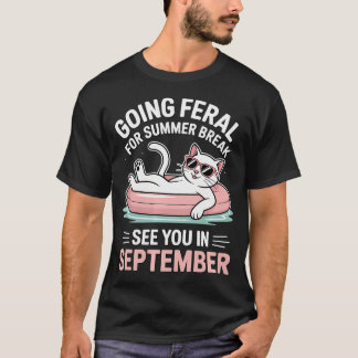 Grappige Leraar Student Kat Zomerstop Gaande T-shirt