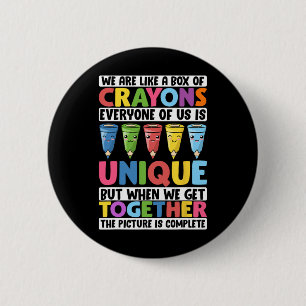 Grappige leraar we zijn als een doos kleurpotloden ronde button 5,7 cm