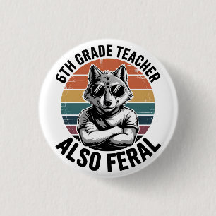 Grappige leraar wolf in de 6e klas ook verwilderd ronde button 3,2 cm