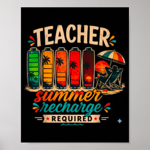 Grappige leraar zomer oplaadbaar vereist retro laa poster