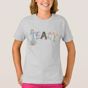 Grappige Lerarendag Schoolbenodigdheden Alfabet T-shirt