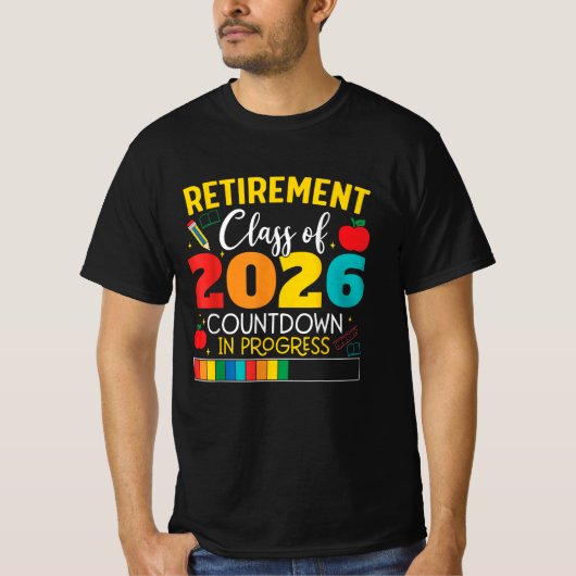 Grappige lerarenpensioneringsklas van 2026 aftelle t-shirt (Voorkant)