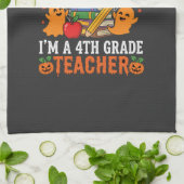 Grappige lerares vierde klas Halloween geest Theedoek (Gevouwen)