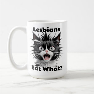 Grappige lesbiennes eten wat? Cat Lesbian LGBT Koffiemok