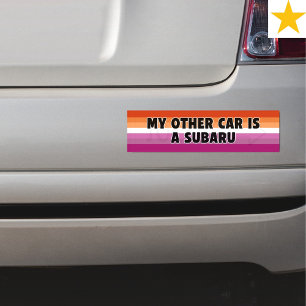 Grappige lesbische grap gay pride kleuren  bumpersticker