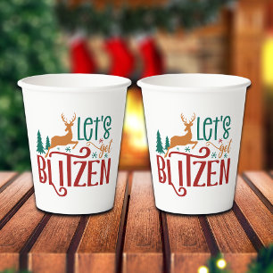 Grappige Let's Get Blitzen Rendier Papieren Bekers
