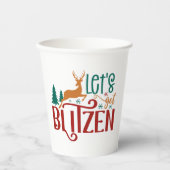 Grappige Let's Get Blitzen Rendier Papieren Bekers (Voorkant)
