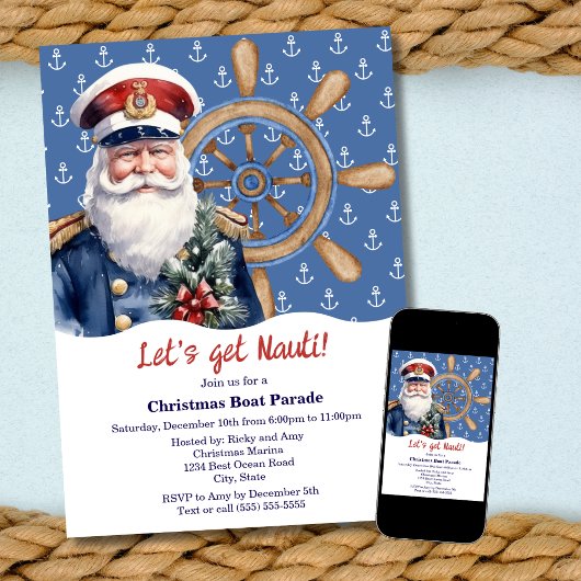 Grappige Let's Get Nauti Kerstbootparade Kaart